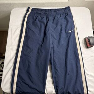 Nike Vintage Track Pants Men’s Medium Navy Blue Zip Ankle Y2K 90s Swoosh
